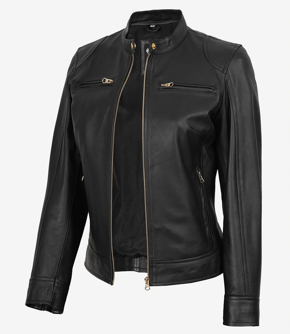 Veste En Simili Cuir Noir – Quincaillerie Dorée, Style Motard – Taille S, Neuf Avec étiquettes