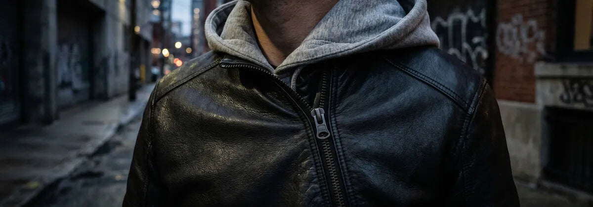 Vestes en Cuir à Capuche pour Homme