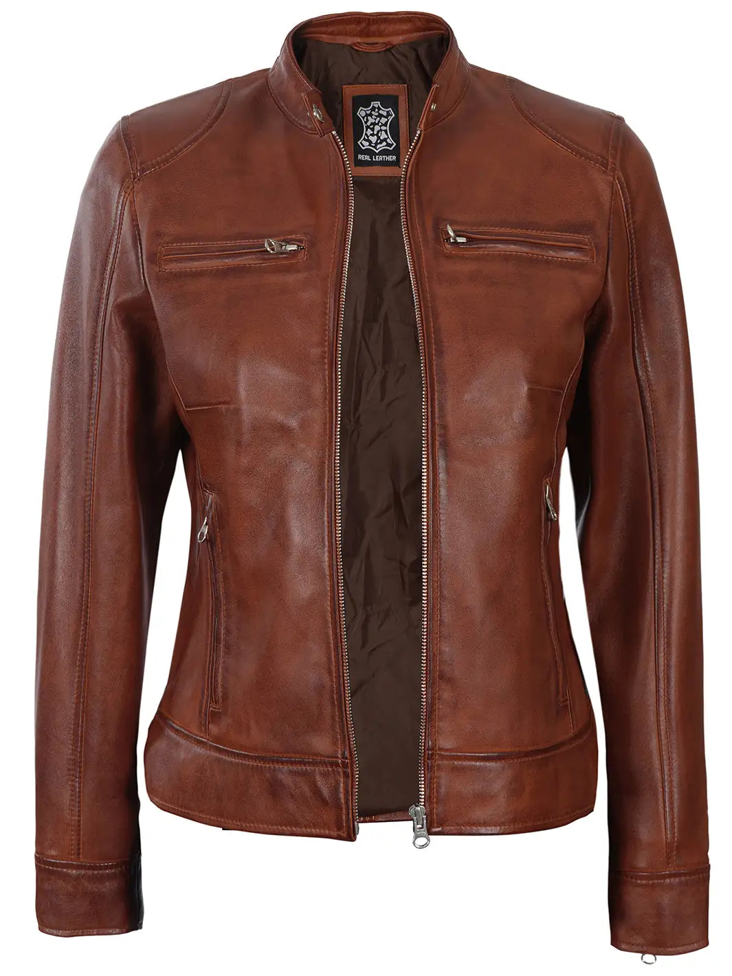 Women biker leather jacket