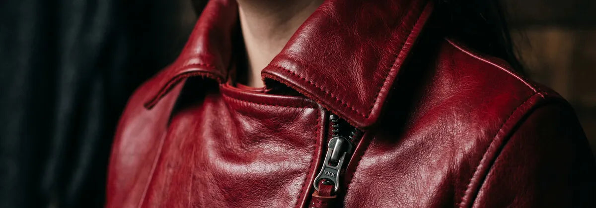 Vestes en Cuir Rouge pour Femme