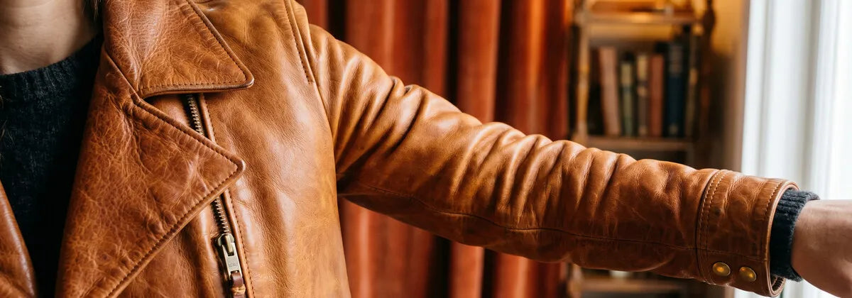 Vestes en Cuir Cognac pour Femme