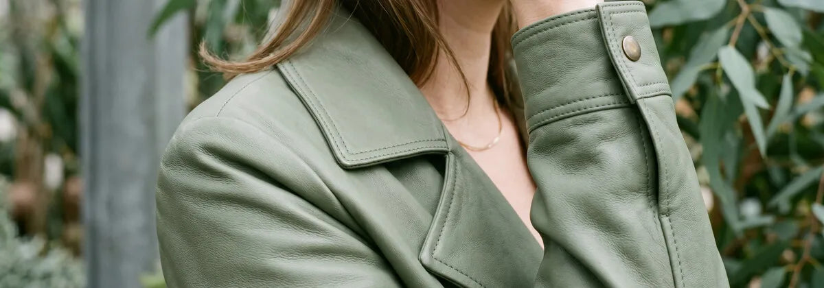 Vestes en Cuir Vert pour Femme