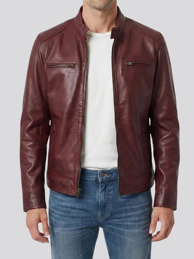Blouson Biker, bordeaux pour homme