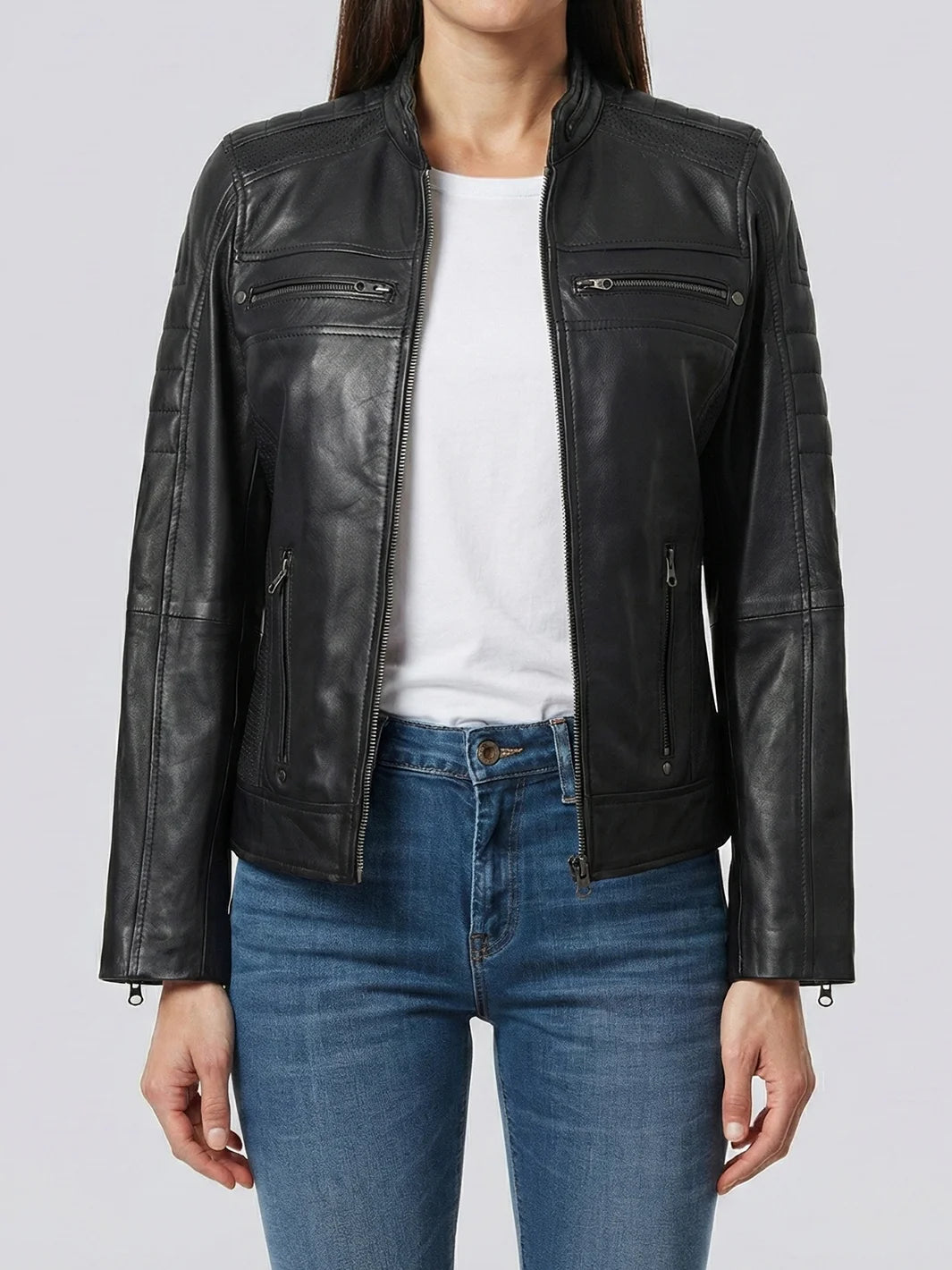 Veste Café Racer Noire Femme Austin