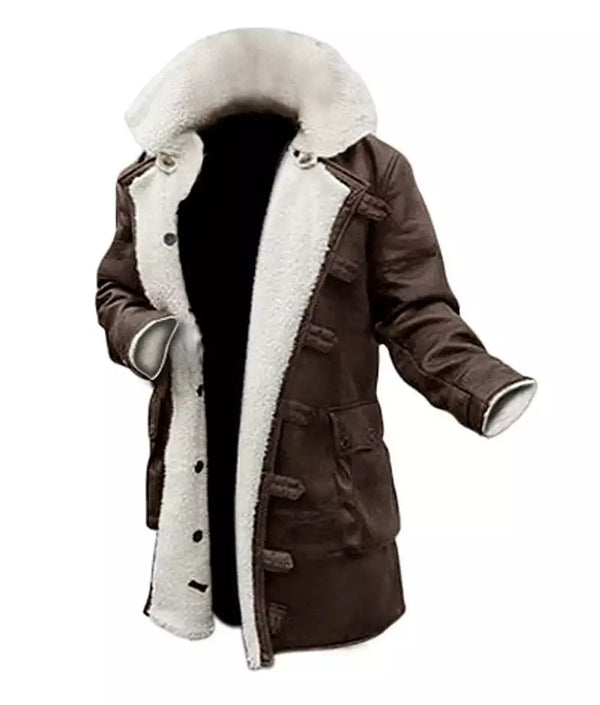 Manteau sherpa marron foncé pour homme