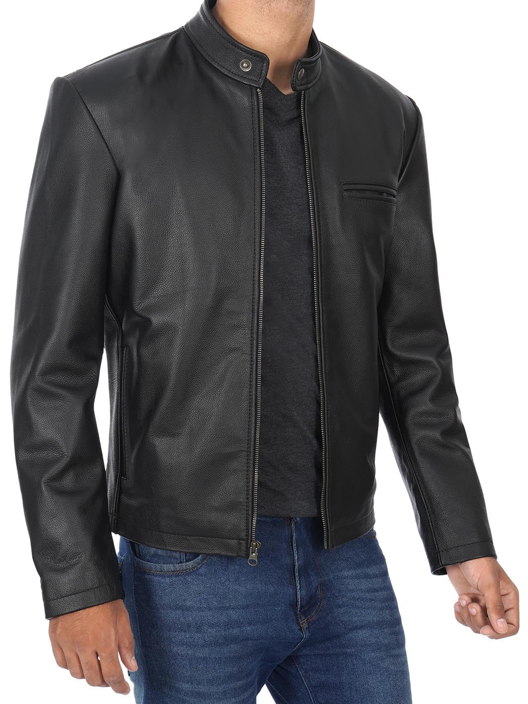 Ricardo Cow Hide Mens Black Leather Jacket