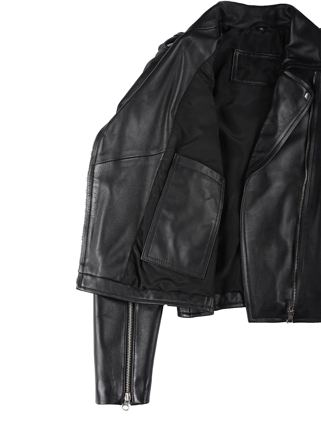 Black Asymmetrical Real Leather Motorcycle Jackets Womens