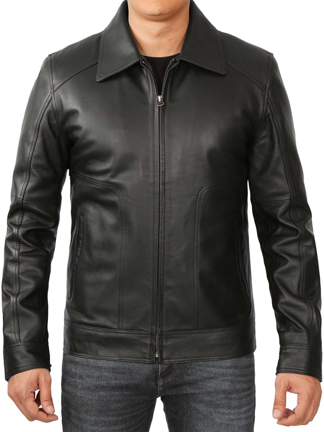 Black Biker Leather Jacket for Men