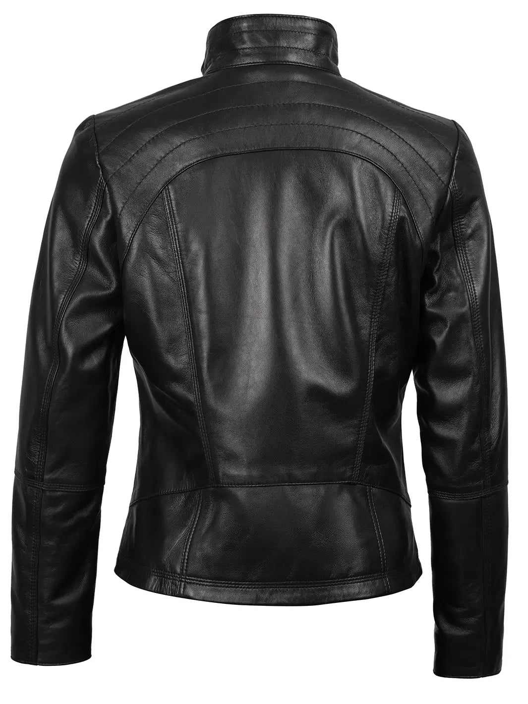 Black Leather Cafe Racer Biker Jacket