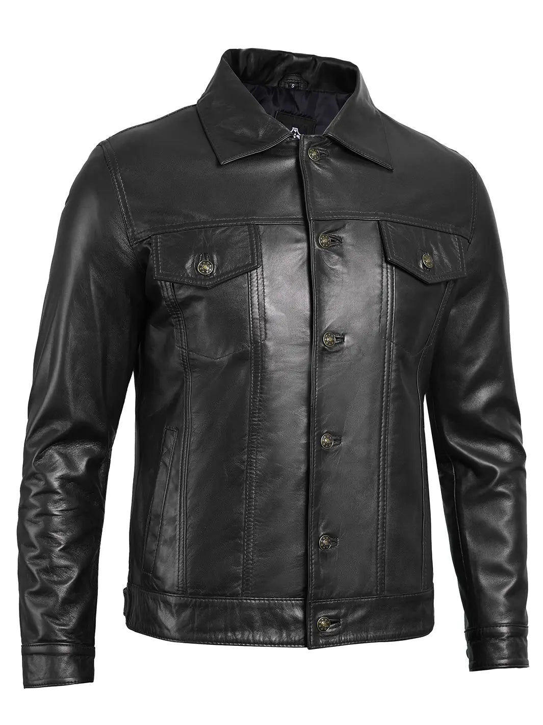 Black Leather Trucker Jacket