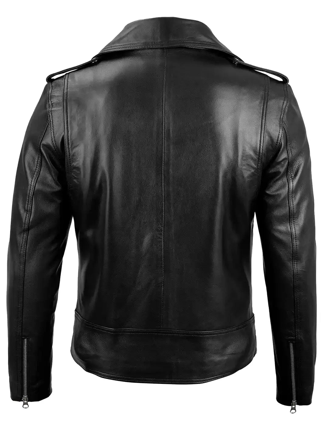 Black leather biker jacket