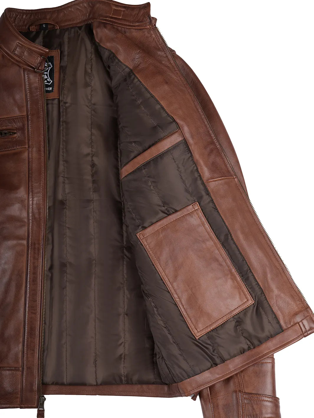 Brown Biker Leather Jackets Mens