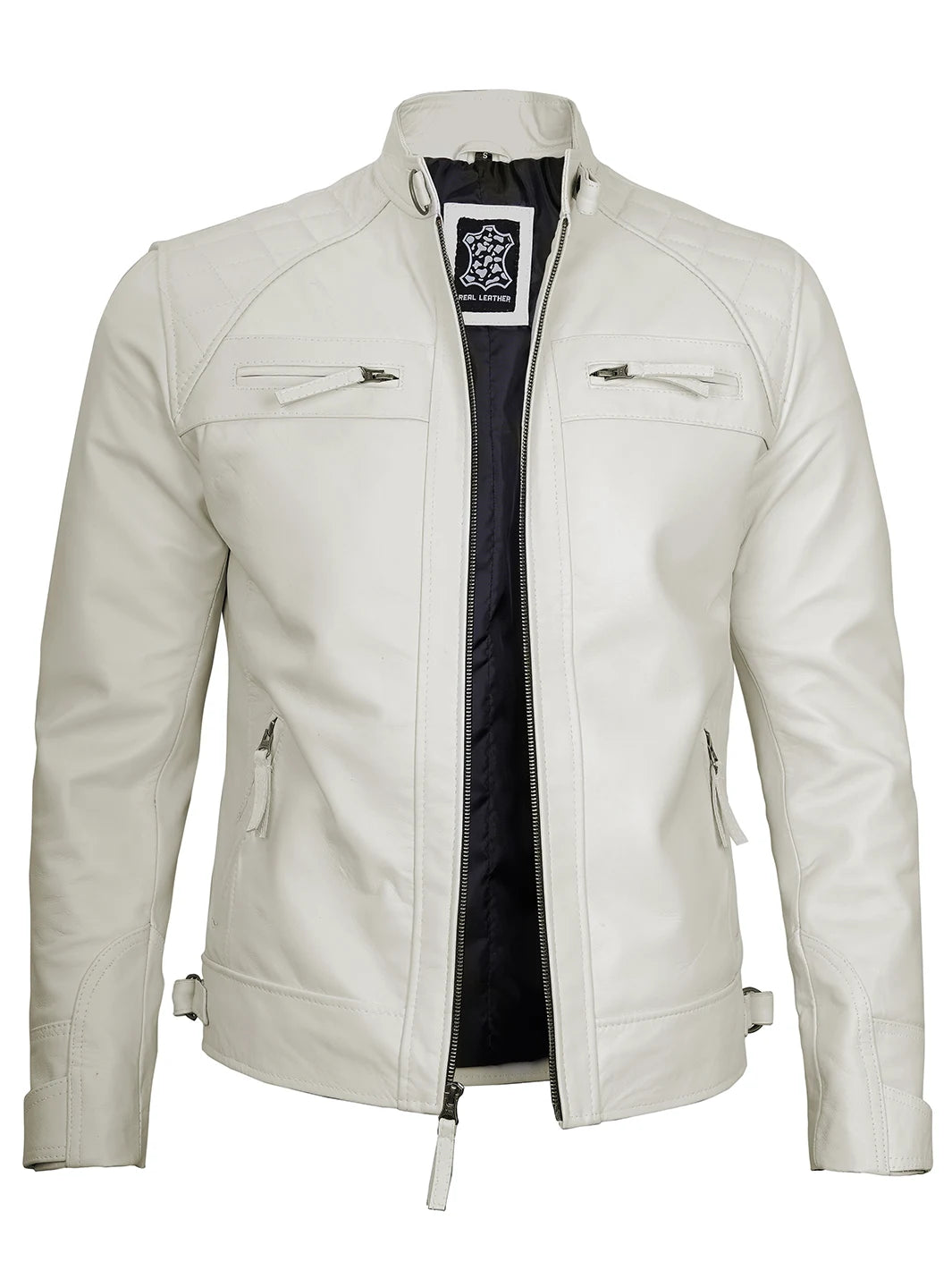 Cafe racer mens leather jacket