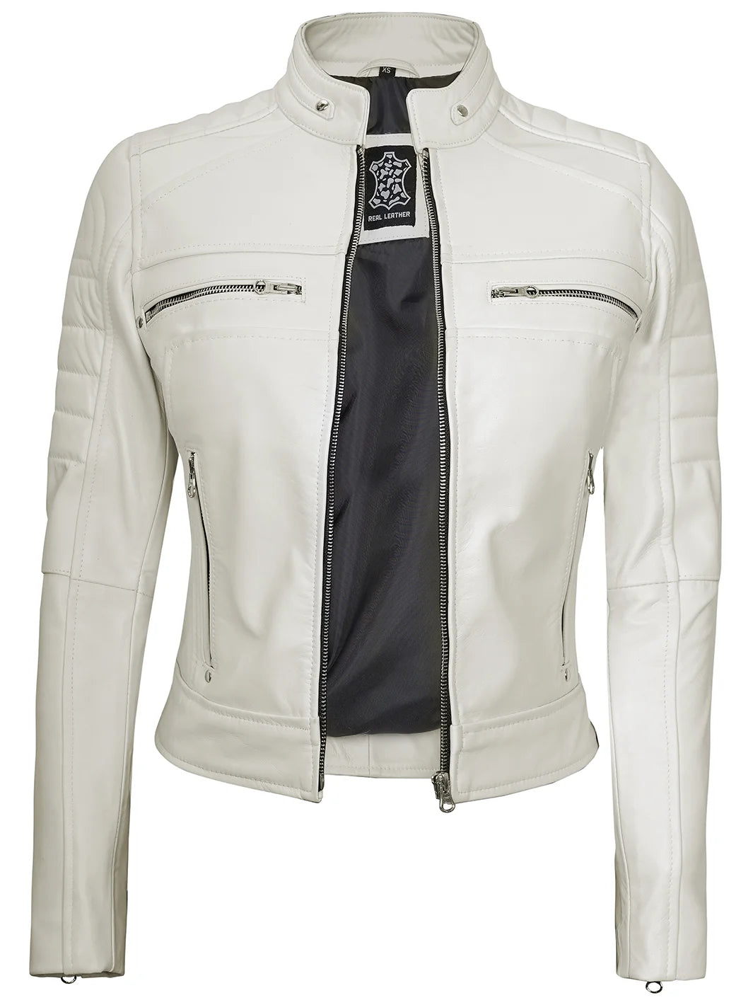 Cafe racer real leather moto jacket