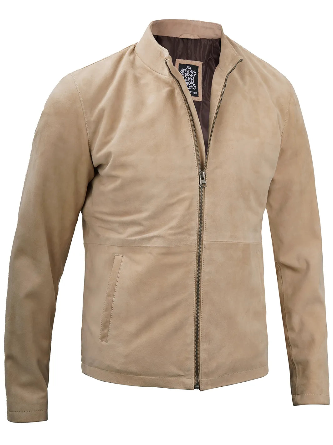 Camel suede leather jacket for mens