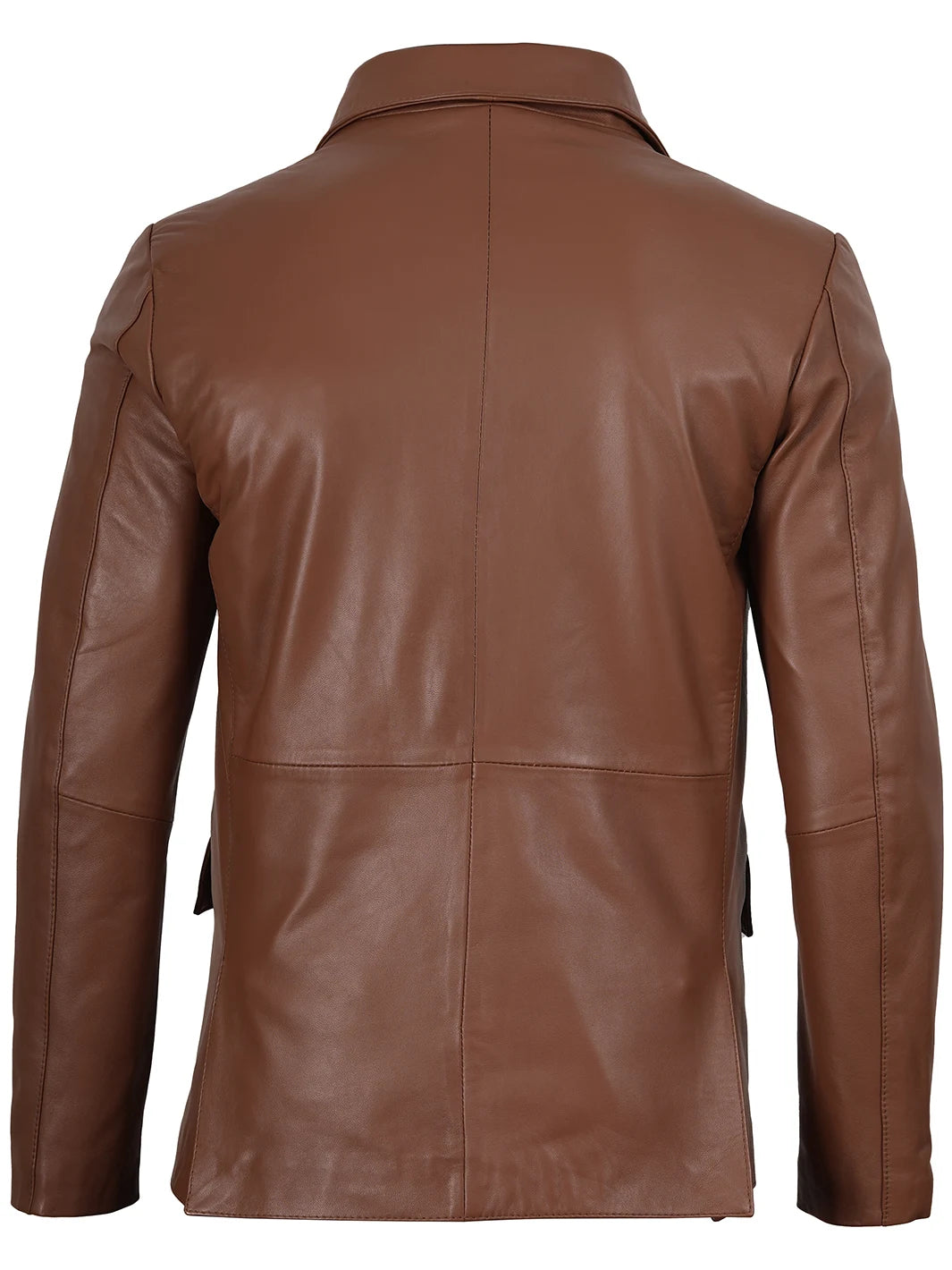 Cognac Brown Real Leather Blazer Mens