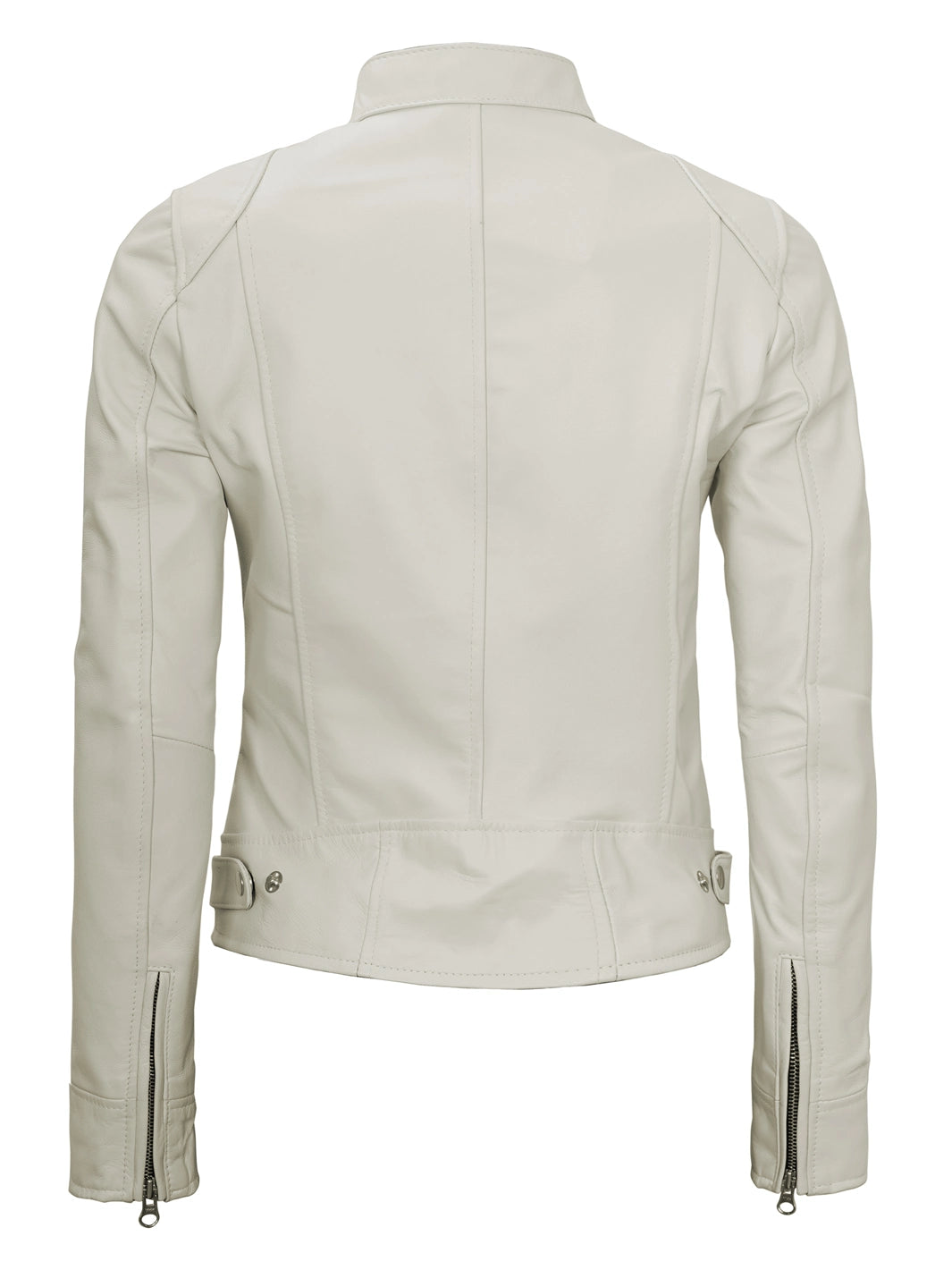 Dodge Women's Off White Cafe Racer Leather Jackets