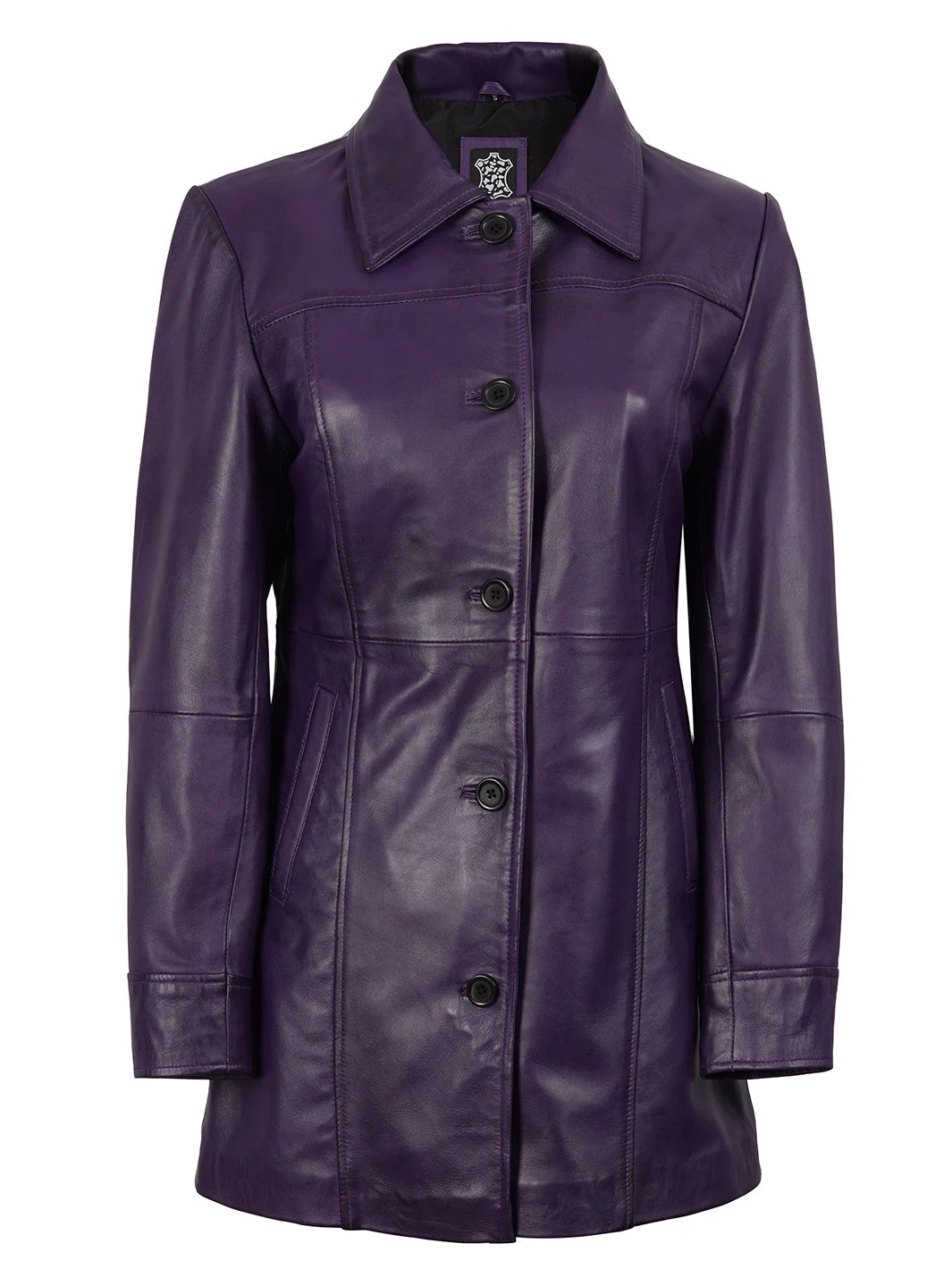 Kandis Leather Purple Car Coat Women's 
