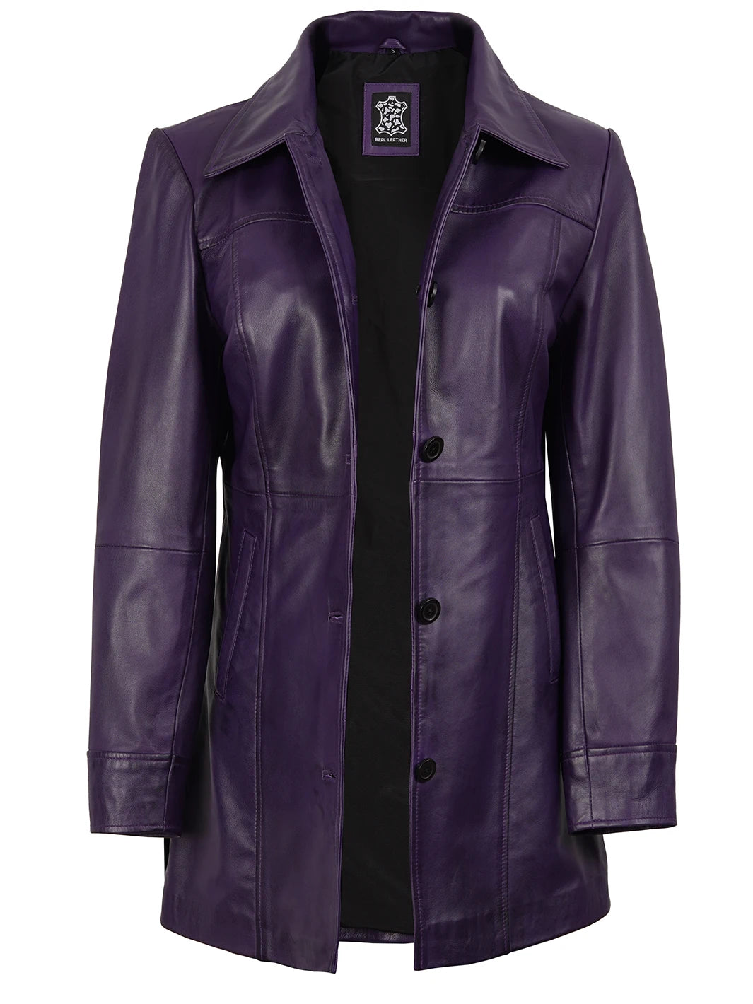 Kandis Women's Leather Purple Car Coat