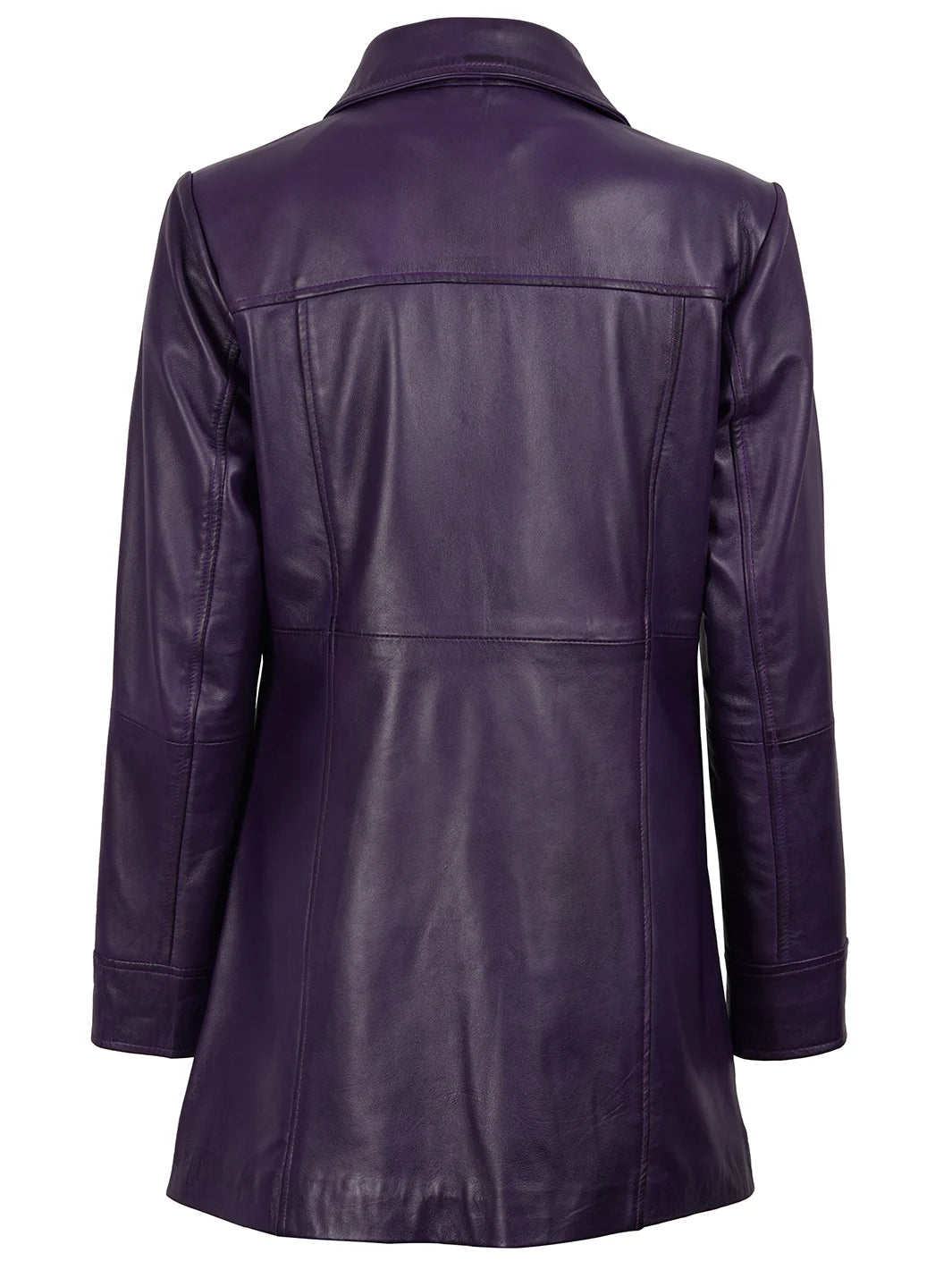 Kandis Women's Leather Purple Length Car Coat