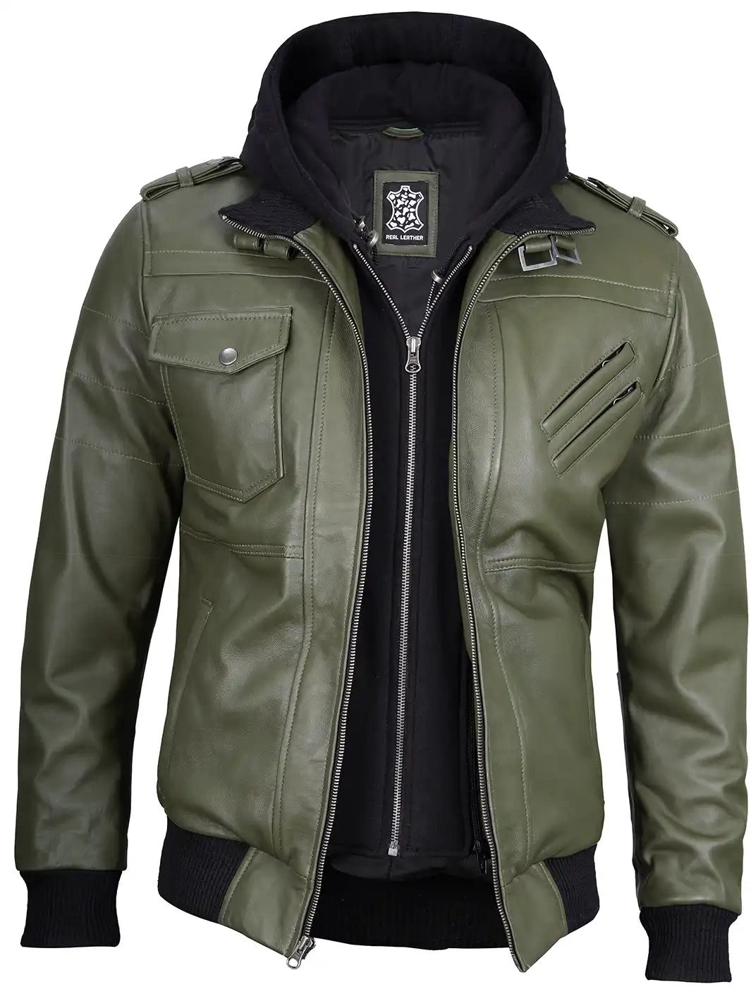 Leather Jacket Hooded For Men