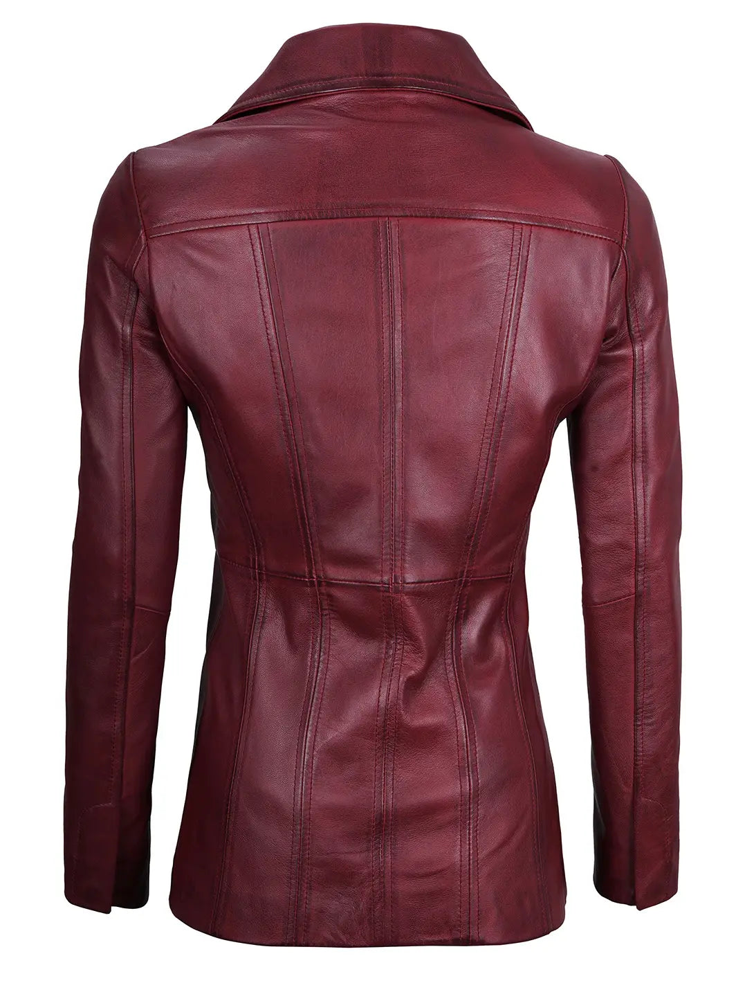 Maroon leather blazer