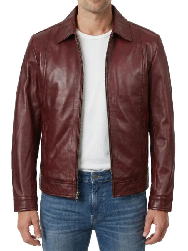 Veste Harrington finition cirée, bordeaux pour homme