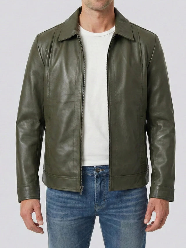 Harrington-skinnjacka vert foncé (Homme)