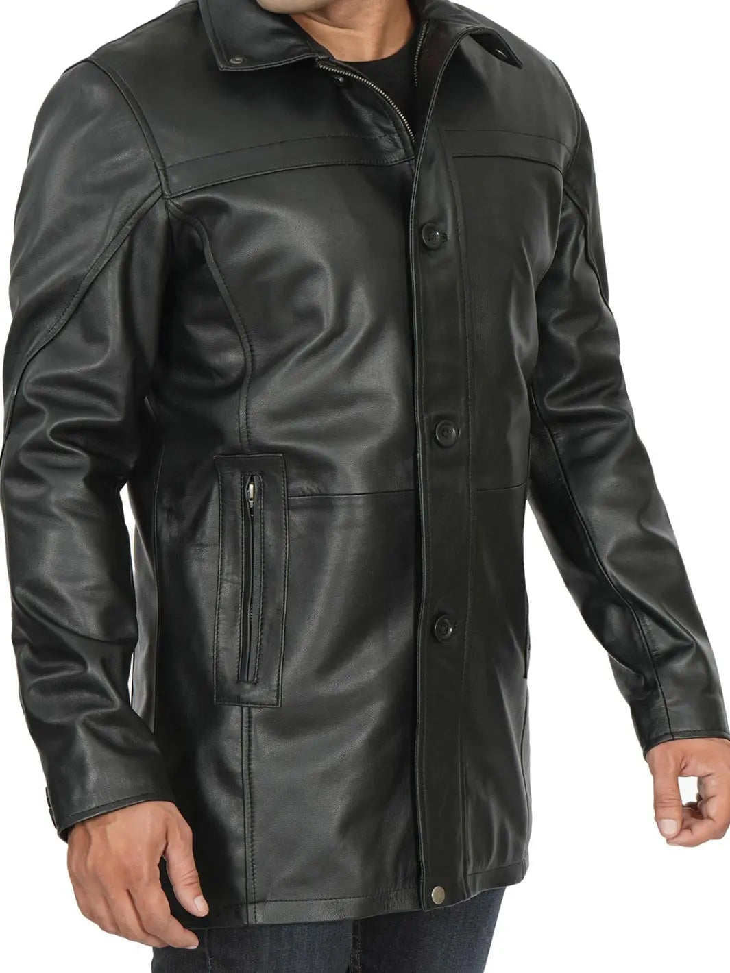 Mens Black leather Blazer