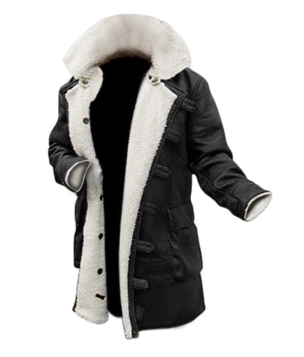 Mens Bane Bomber Real Leather Black Winter Coat