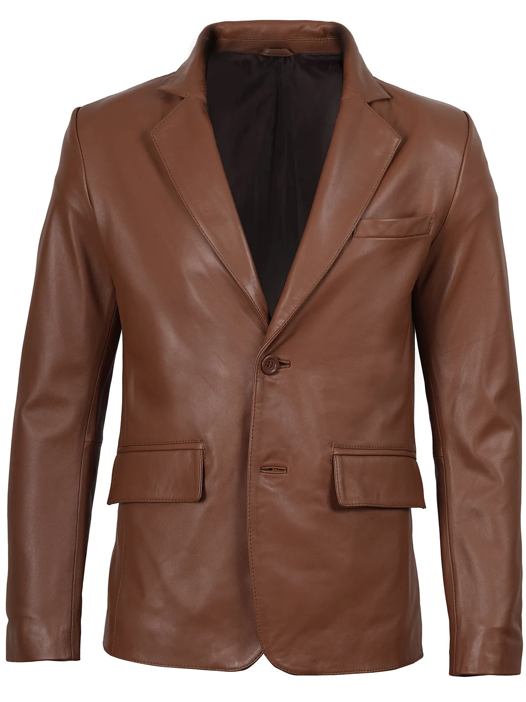 Mens Cognac Brown Leather Blazer