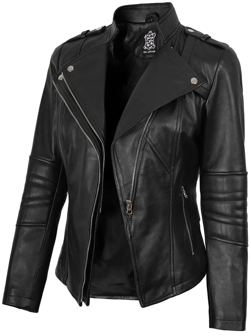 GearX Gilet sans Manches en Cuir pour Femme Style Vintage Motard