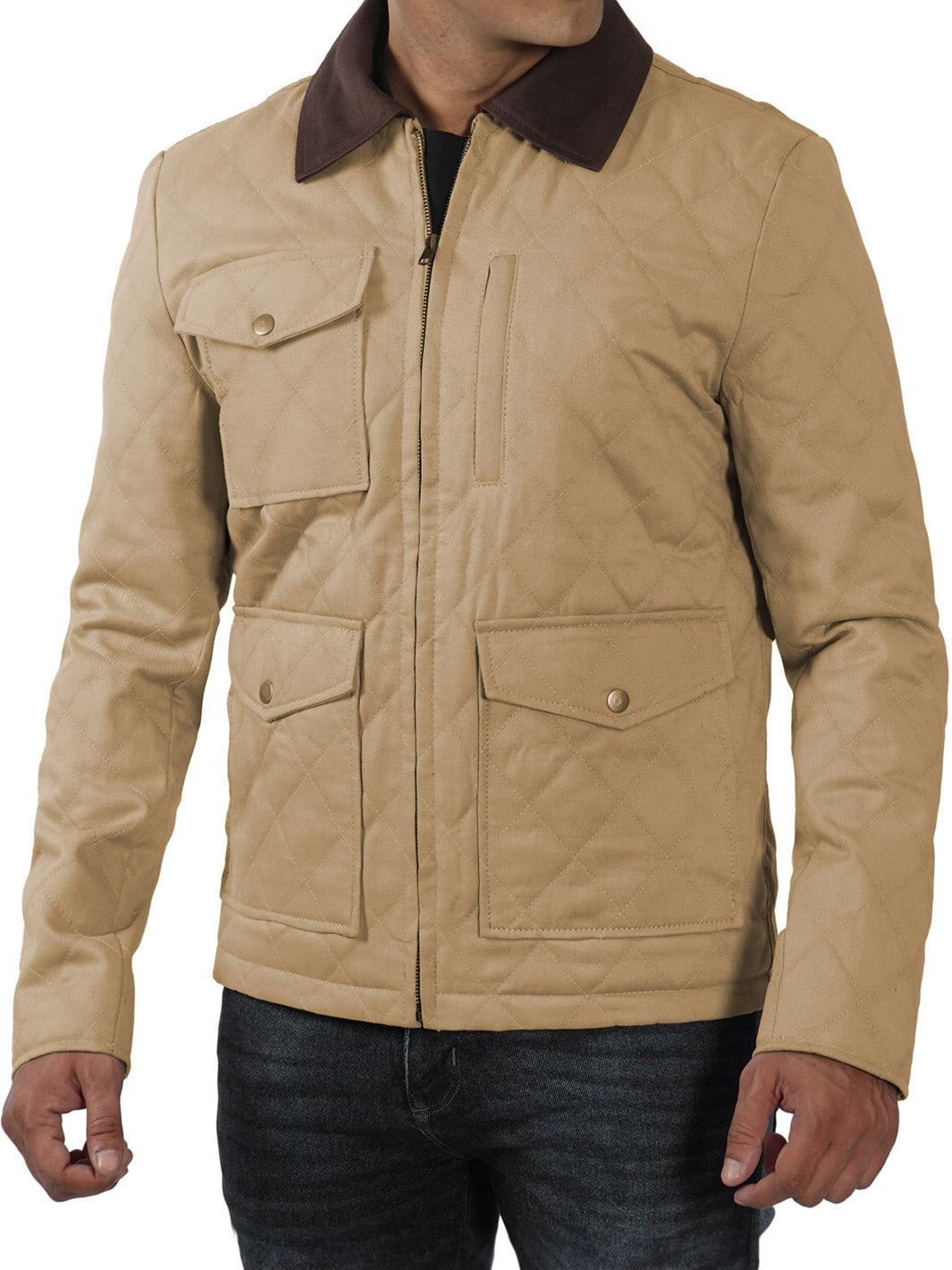 Blair Quilted Mens Lightweight Beige Cotton Jacket Decrum