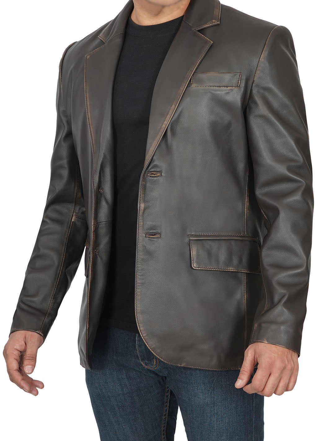 Mens Leather Blazer Jacket