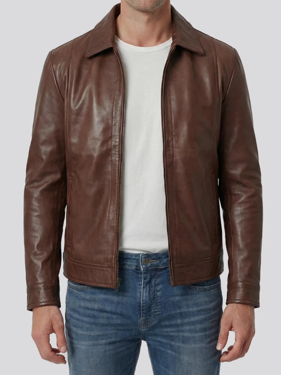 Veste Biker Marron Homme Reeves