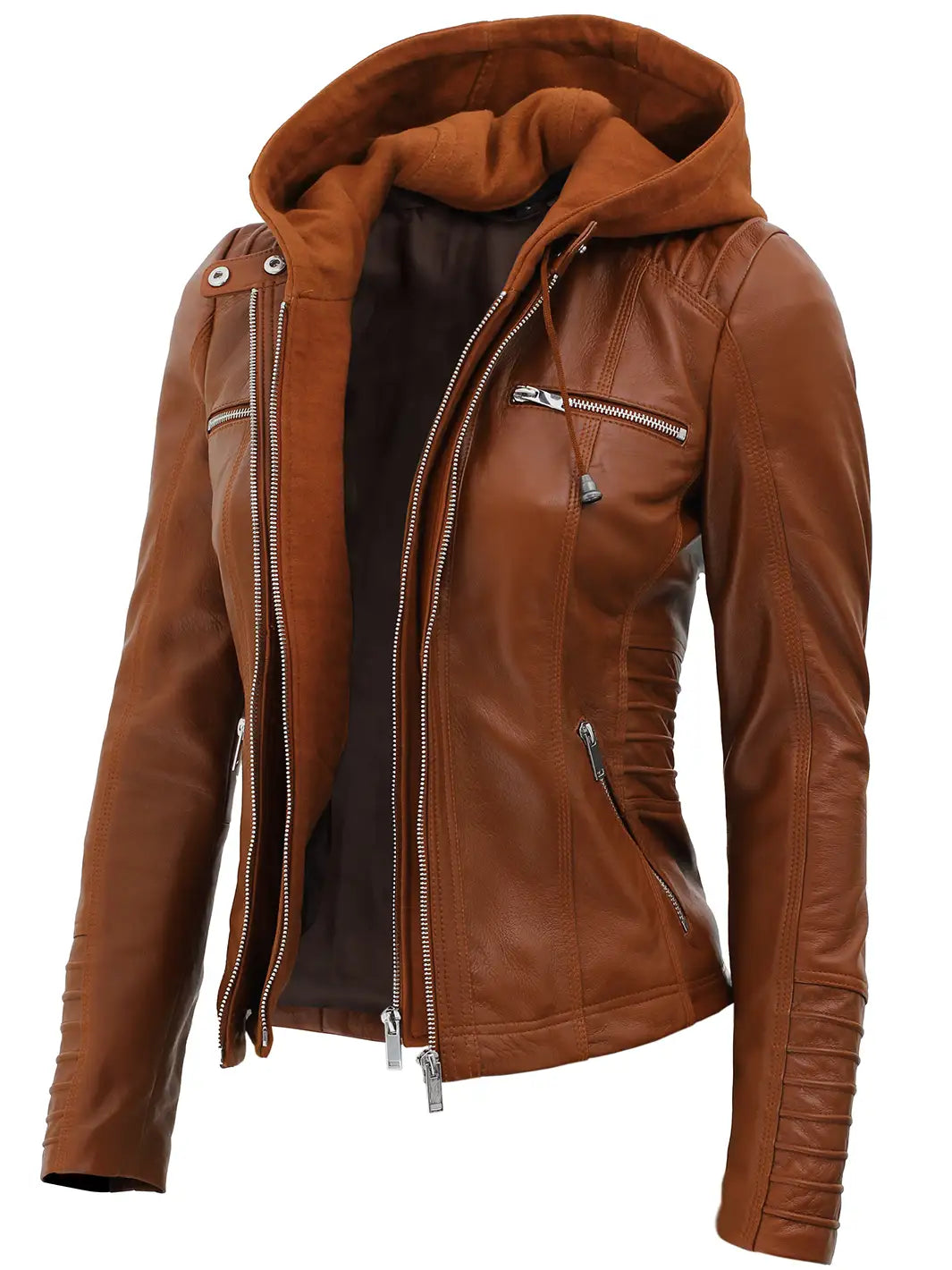 Women brown leather jacket