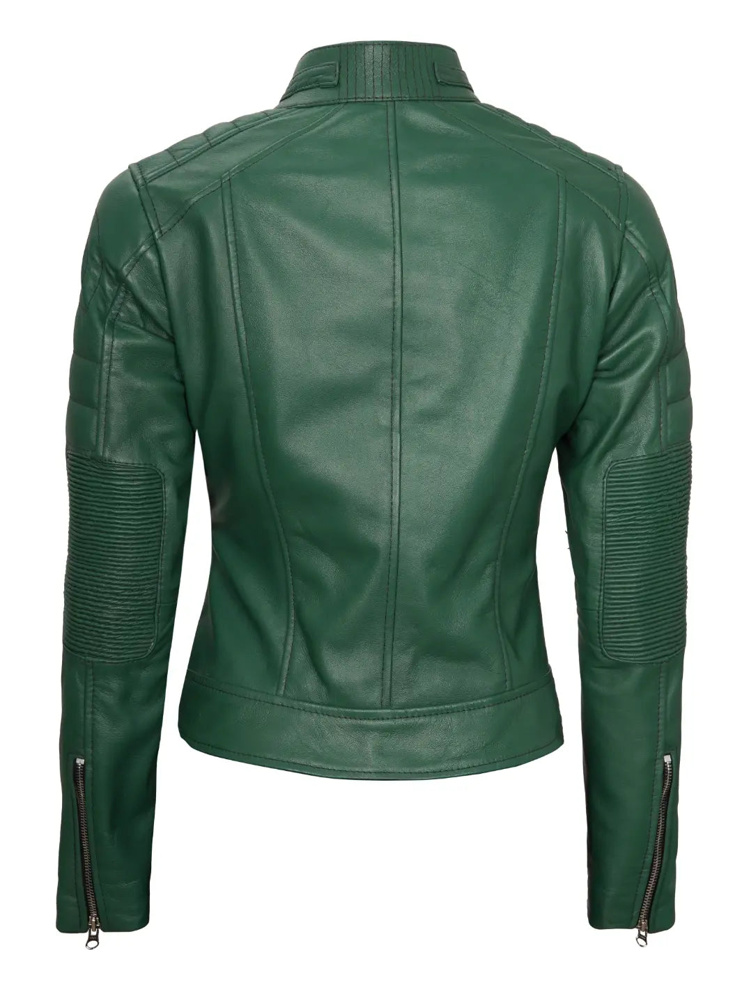 Green cafe racer leather jacket