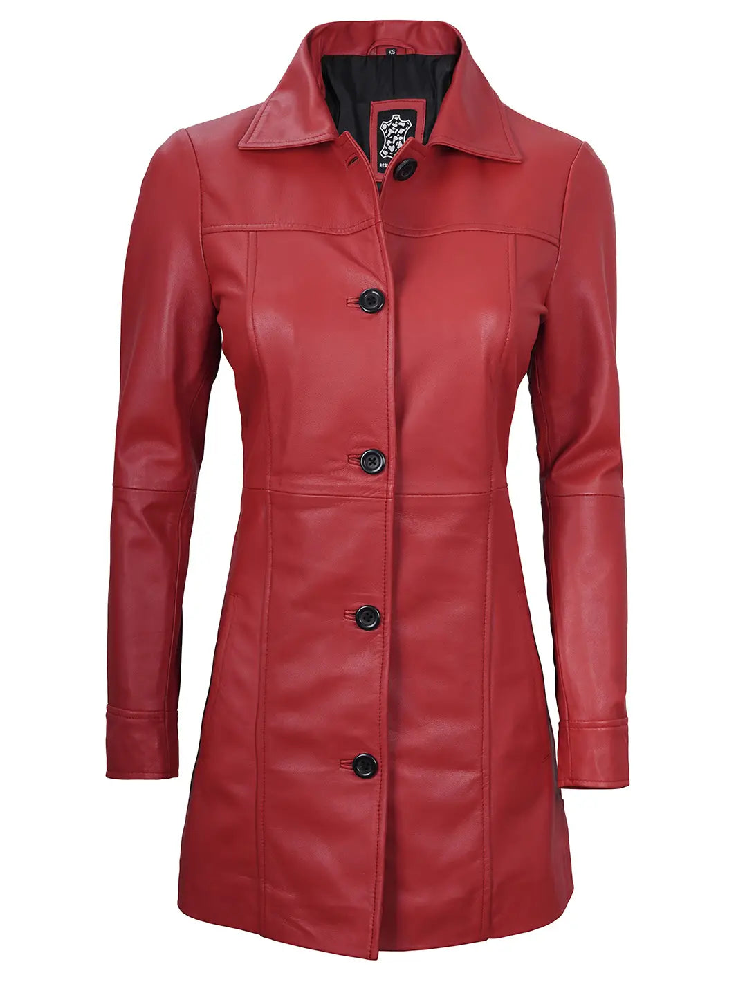 Women red car coat