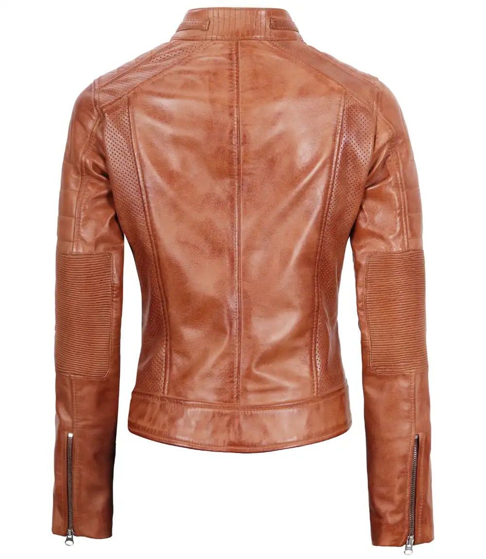 brown leather jacket womens