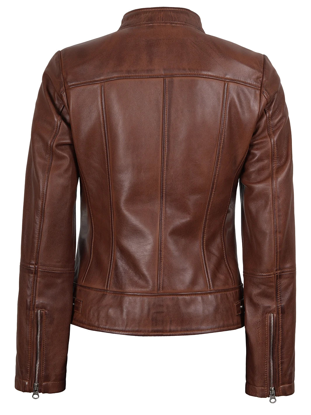 Brown leather jacket on a white background