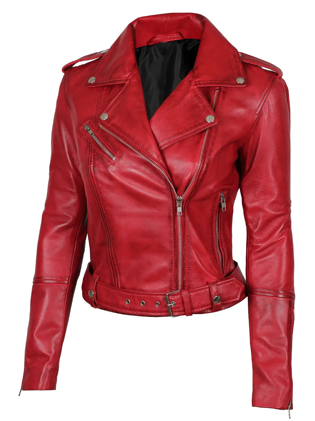 Womens leather biker jacket