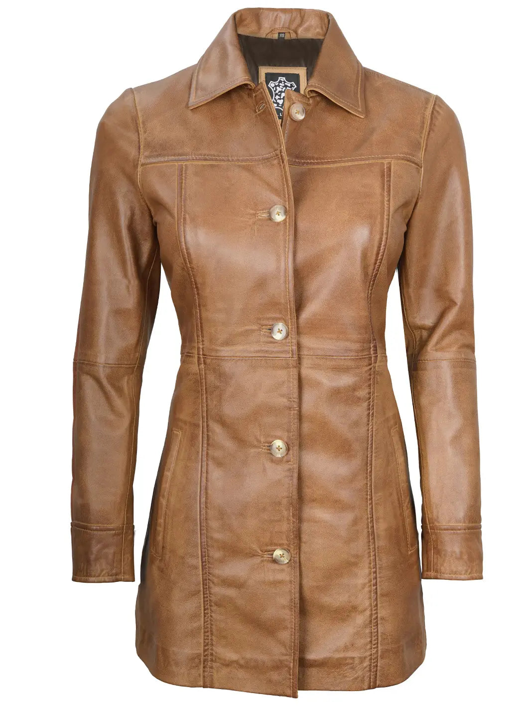 Womens leather car coat