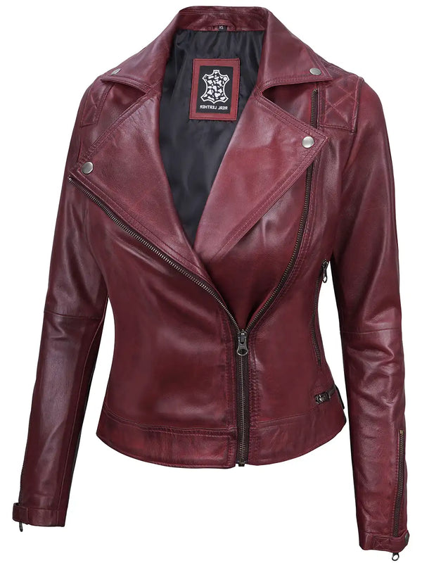 Womens maroon leather jacket