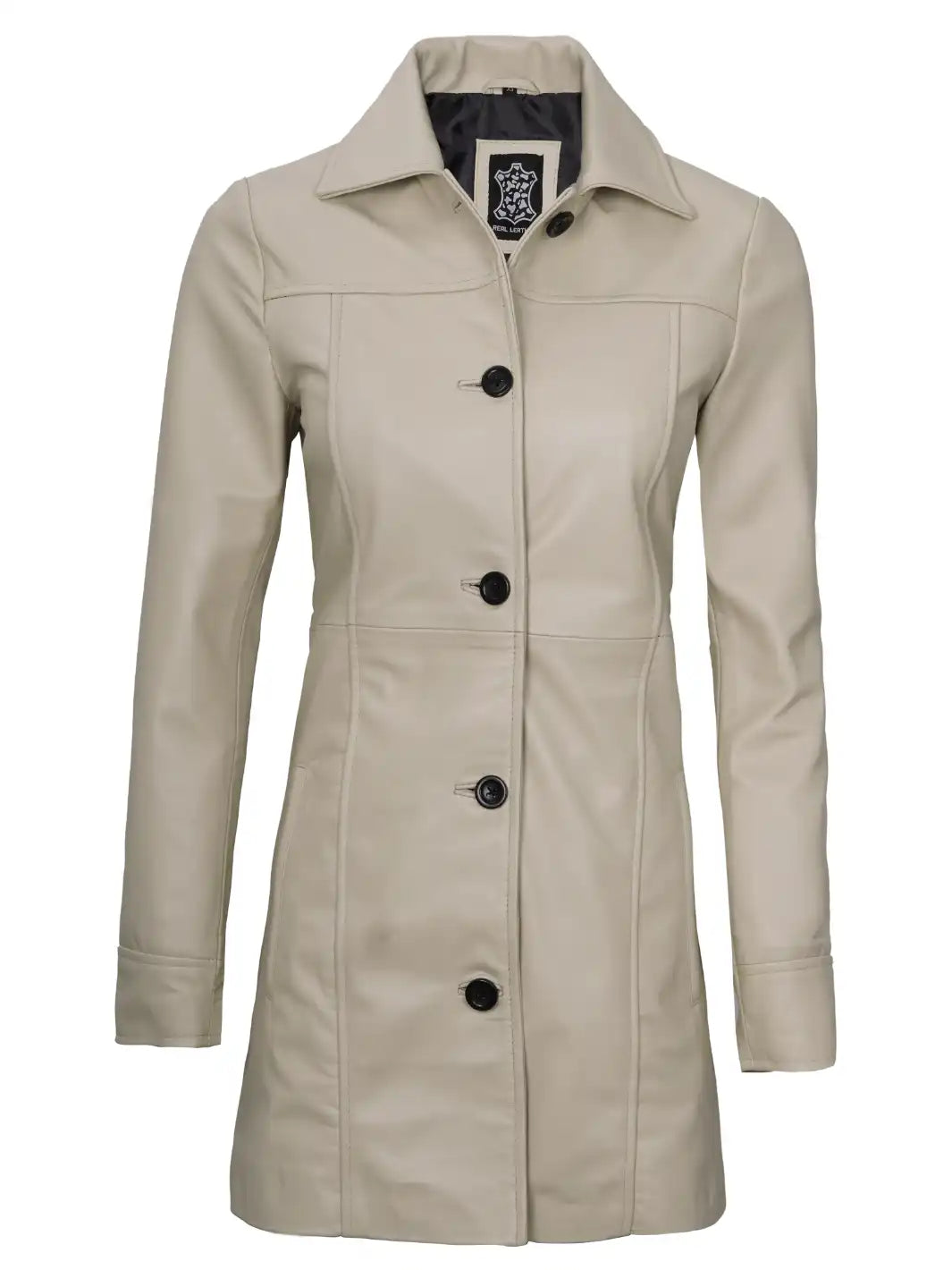 beige leather coat