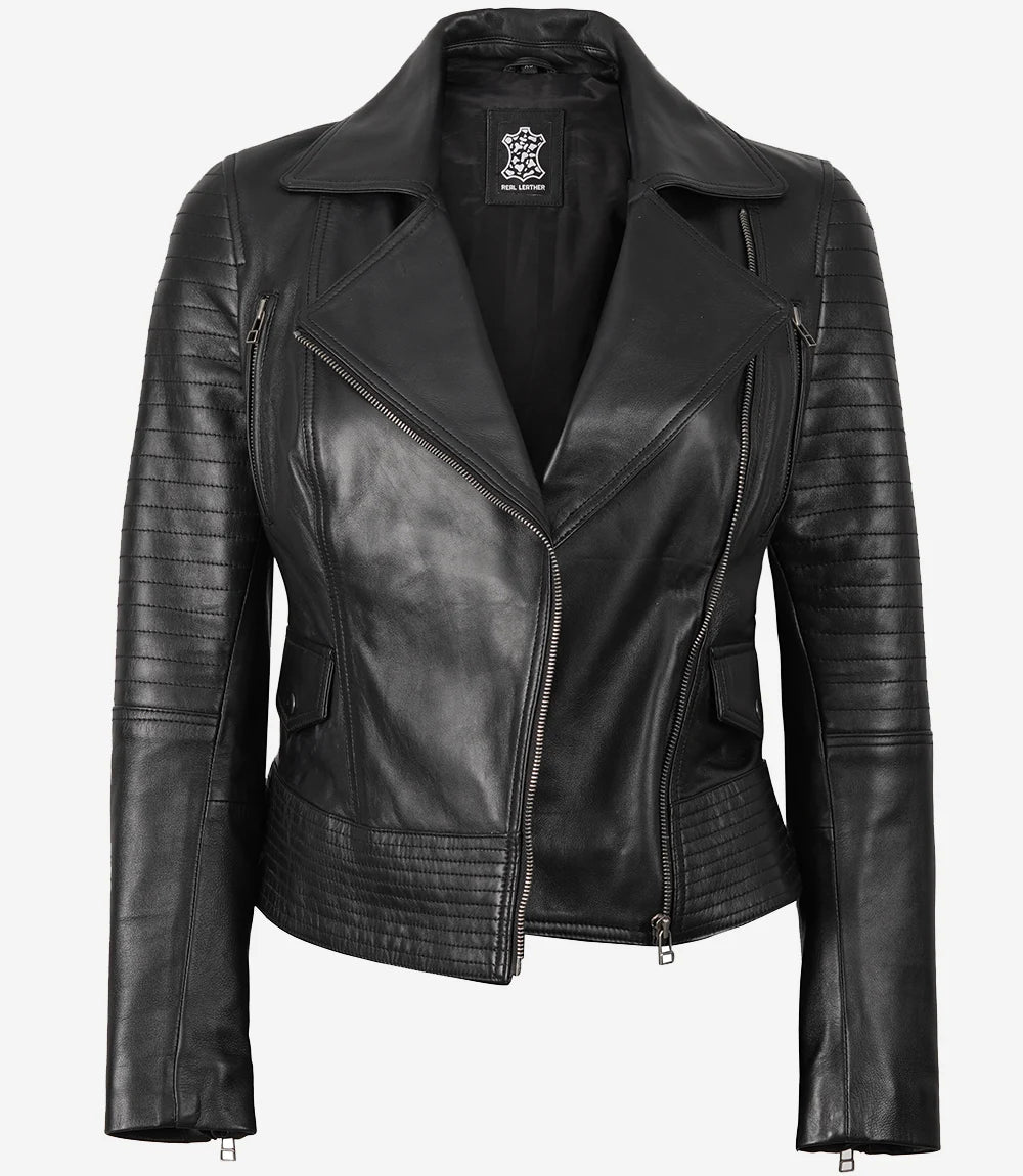 black biker leather jacket