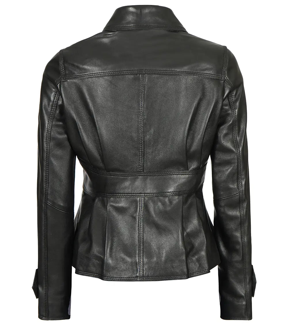 black peplum leather jacket