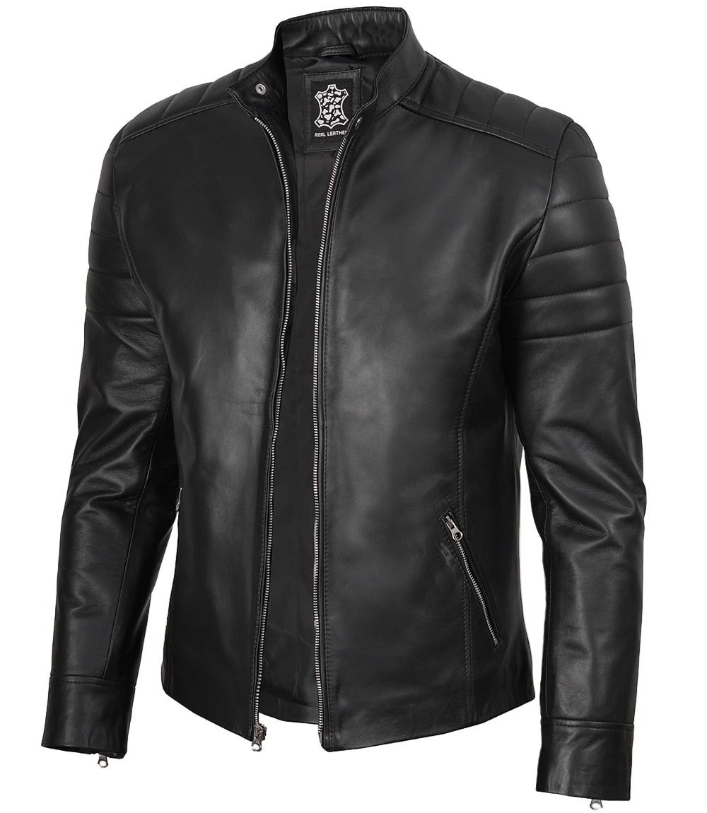 Veste En Cuir Véritable Noir - Style Biker - Taille 14 Femme - Portée Une Fois, Comme Neuve