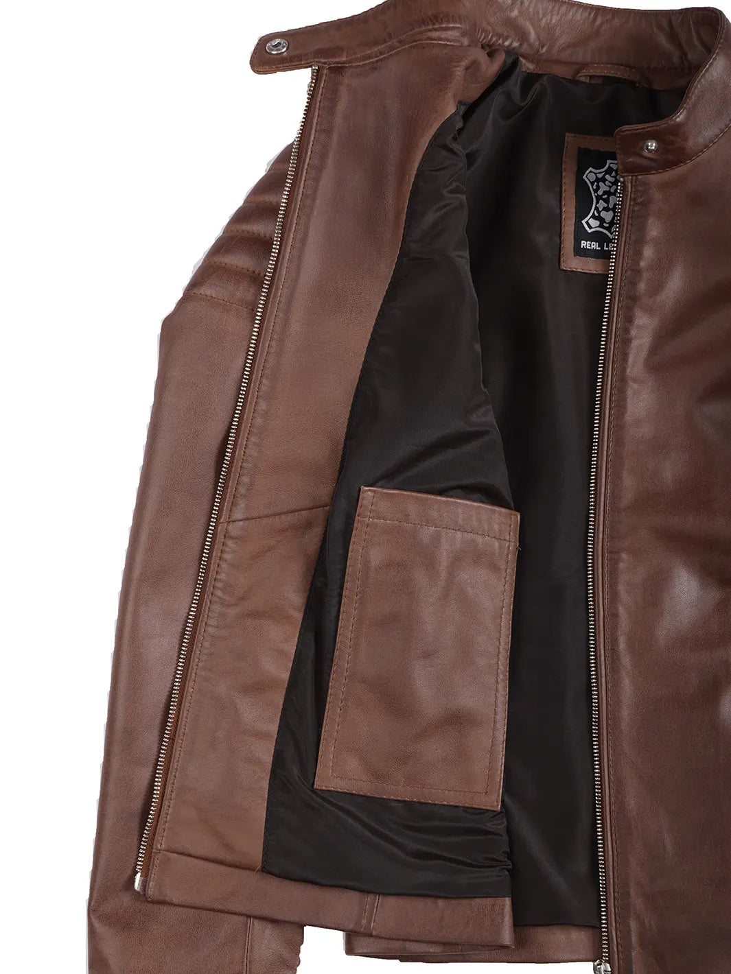 womens brown leather jacket cafe racer