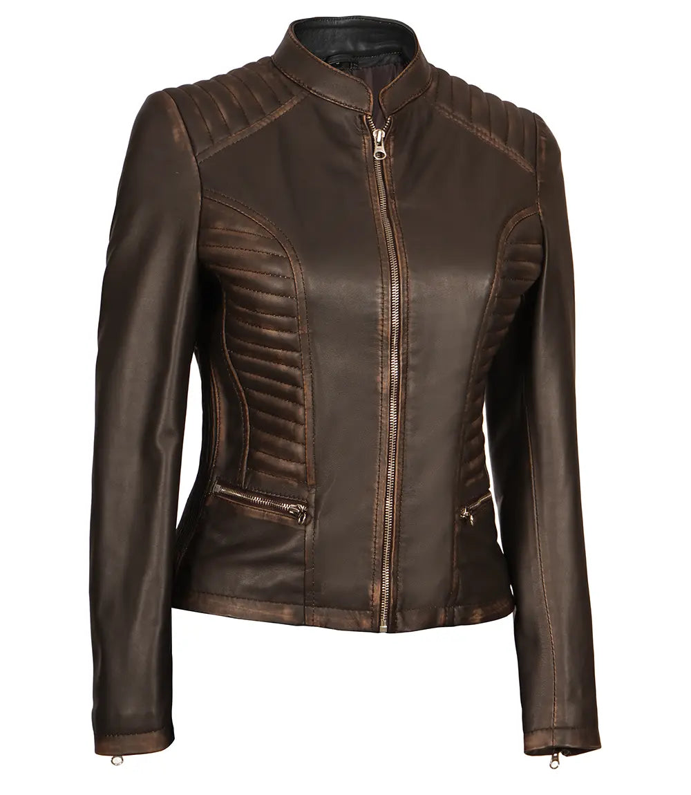 brown ruboff womens eather jacket