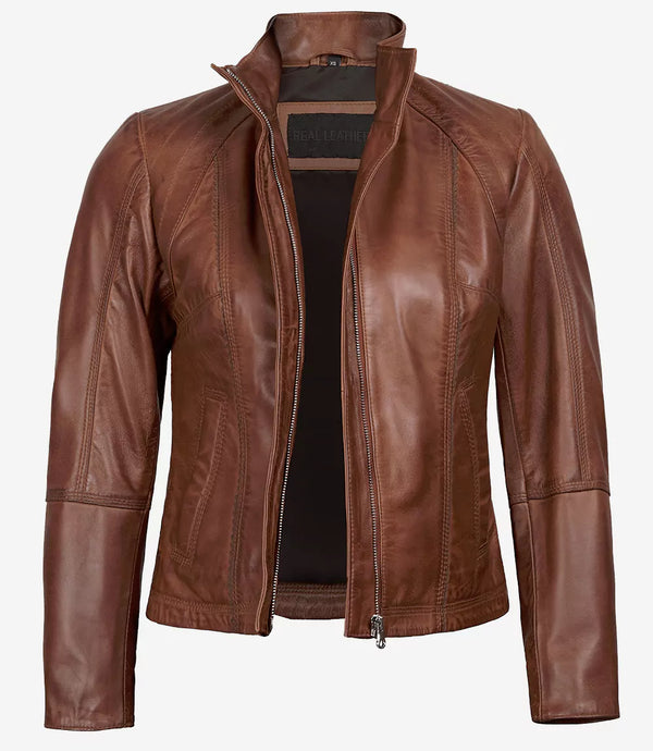 womens brown leather jacket